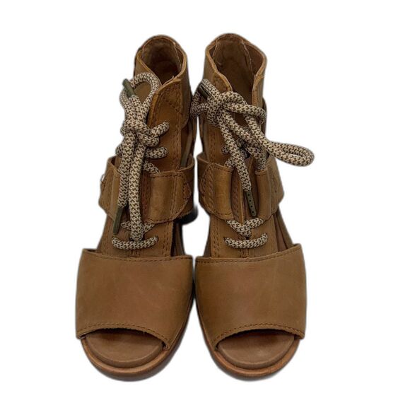 Sorel Joanie Leather Platform Wedge Sandal - Camel 6 - Picture 4 of 8